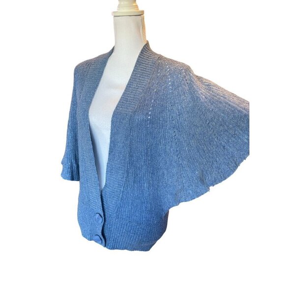 Anthropologie Moth Women Blue Wool Blend Cardigan Sweater XS-M Butterfly Sleeves - Picture 3 of 11